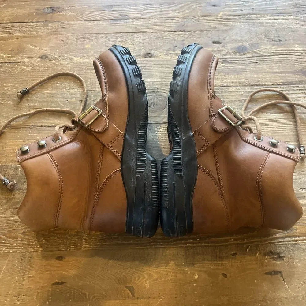 VTG Ralph Lauren Polo Sport Leather Hiking Boots Lug Sole Buckle Strap Men’s 10